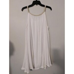 White‎ dress with gold trim one size